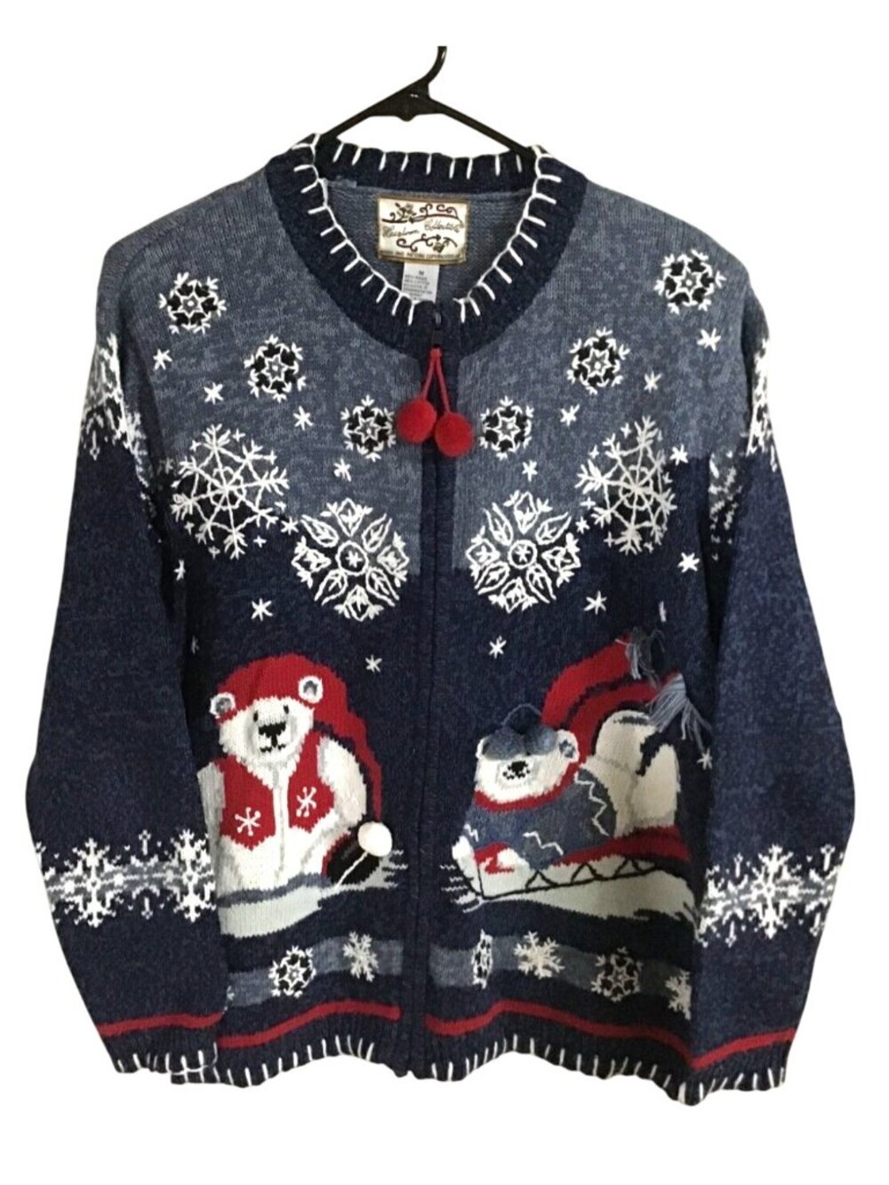 Heirloom Collectibles Vintage Womens Medium Winter Snowflake Polar Bear Sweater